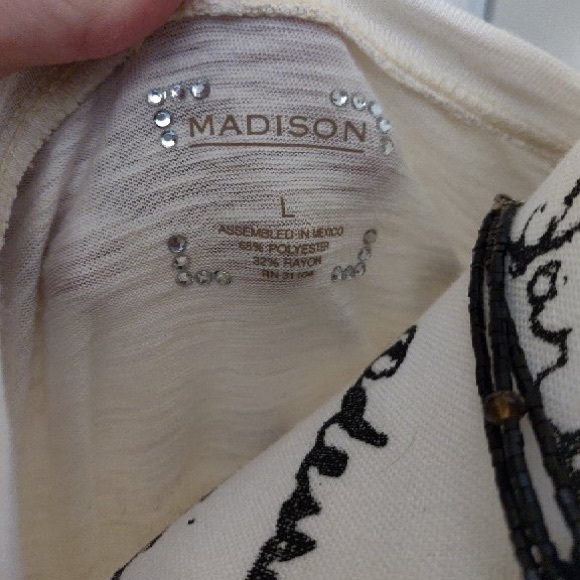 π2/$10ππβOR π«5/$25π«βΌοΈ Madison bronze gold Cream bronze rhinestone lace top - Picture 7 of 7